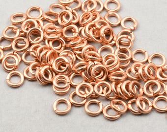 100 Pieces 4mm 19 Gauge Solid Copper Jumpring Findings - 4mm Outer Diameter Bright Copper Open Jump Ring Real Copper Findings   FSC49 CFB946