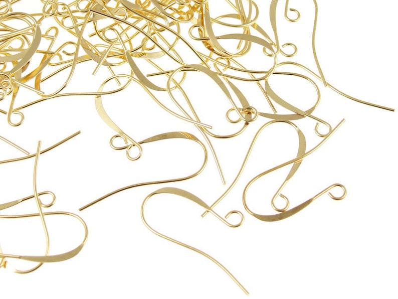 48 Gold Earring Findings Gold Plated Tall French Earring Etsy