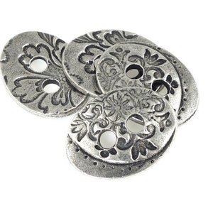 Silver Button Findings TierraCast Jardin Button Dark Antique Silver Findings for Leather Jewelry Clasp Closure Floral Flower P1447 image 4
