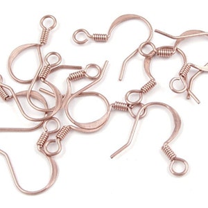 72 Solid Copper French Hooks Bright Raw Copper Earwires Earring Ear Wire Findings FSC7 image 2