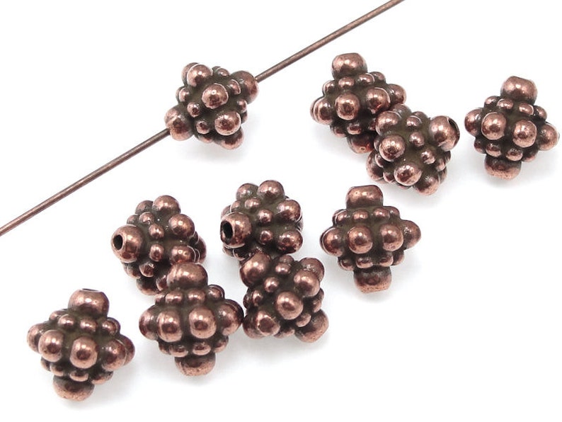 Antique Copper Beads Copper Bali Beads TierraCast PAMADA Beads 8mm Beaded Bicone Shape Jewelry Beads for Jewelry Making PS121 image 1