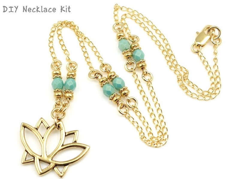 DIY Necklace Kit Make It Yourself Gold Lotus Necklace image 0