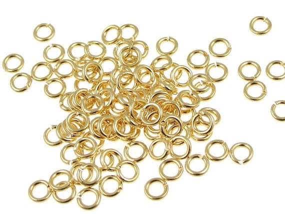 100 4mm Gold Jumpring Findings Gold Plated 19 Gauge 19g Gold Jump Rings -  Gold Findings (FS76)