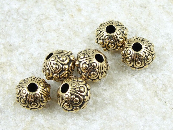 Tierracast OASIS Large Hole Beads for Leather Antique Gold Beads Gold Bali Beads 10mm Beads With 2.5mm Holes PS197 Etsy UK