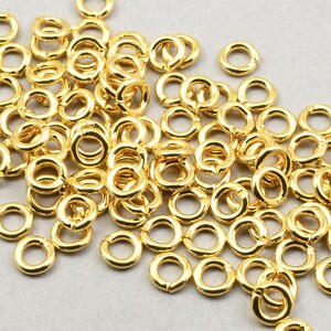 100+ Pieces 4mm OD 19 Gauge Gold Jump Rings - BRIGHT GOLD Jumprings - Gold Plated Small Open Jump Ring Findings - Gold Findings #FB946 image 3