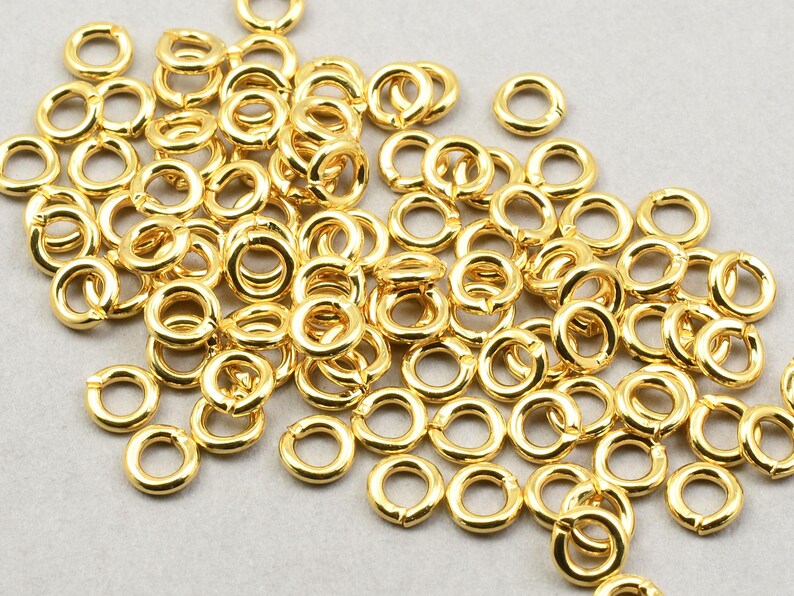 100+ Pieces 4mm OD 19 Gauge Gold Jump Rings - BRIGHT GOLD Jumprings - Gold Plated Small Open Jump Ring Findings - Gold Findings #FB946 image 3