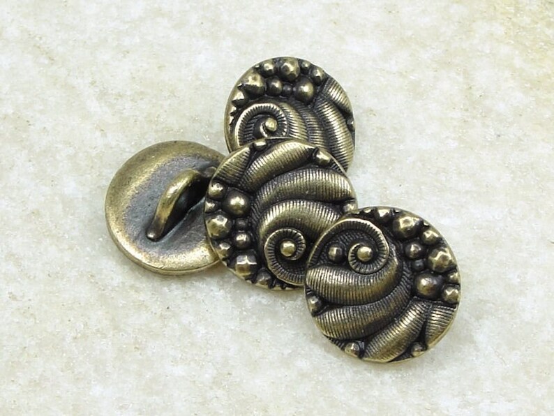 12mm Antique Brass Button Finding TierraCast Czech Round Button Clasp Finding Bronze Findings for Leather Jewelry 4 or More Pieces P1495 image 1