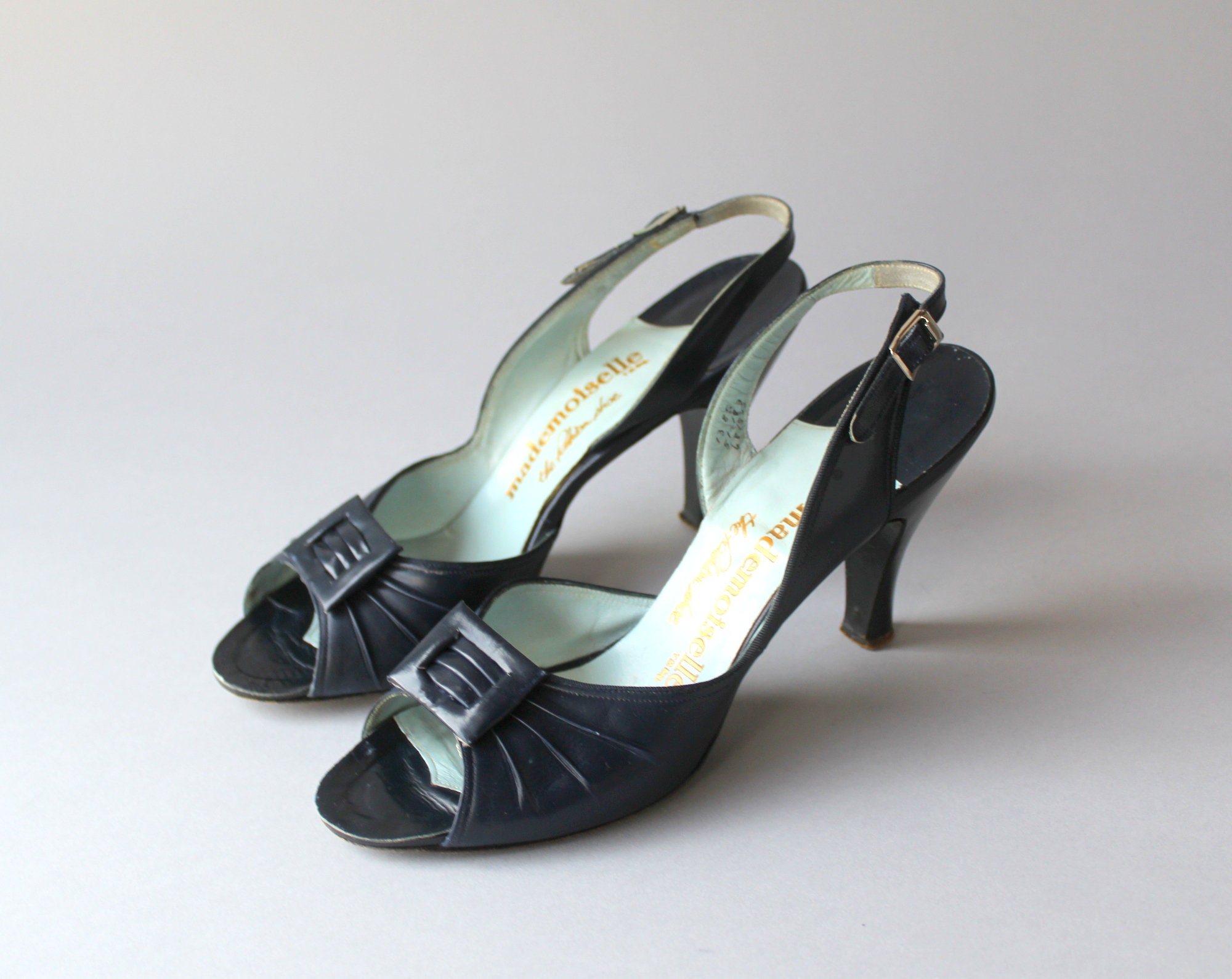 Vintage 50 's RAFFIA lederen Springolator muildieren hakken 1950 's Bombshell Springolators schoenen Schoenen damesschoenen Klompen & Muilen 