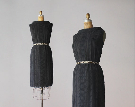 1960s Little Black Dress / Vintage 60s Embroidered