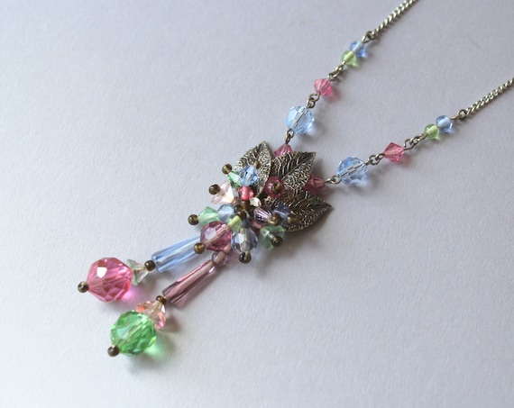 1930s Necklace / Vintage 30s Prettiest Pastel Crys