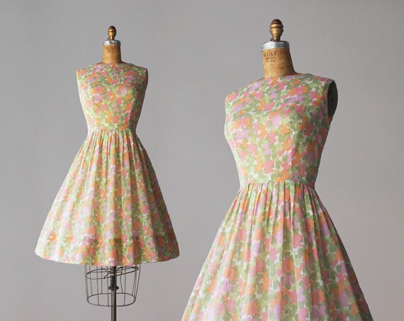 1960s Vintage Dress / Early 1960s Sheer Floral Cot