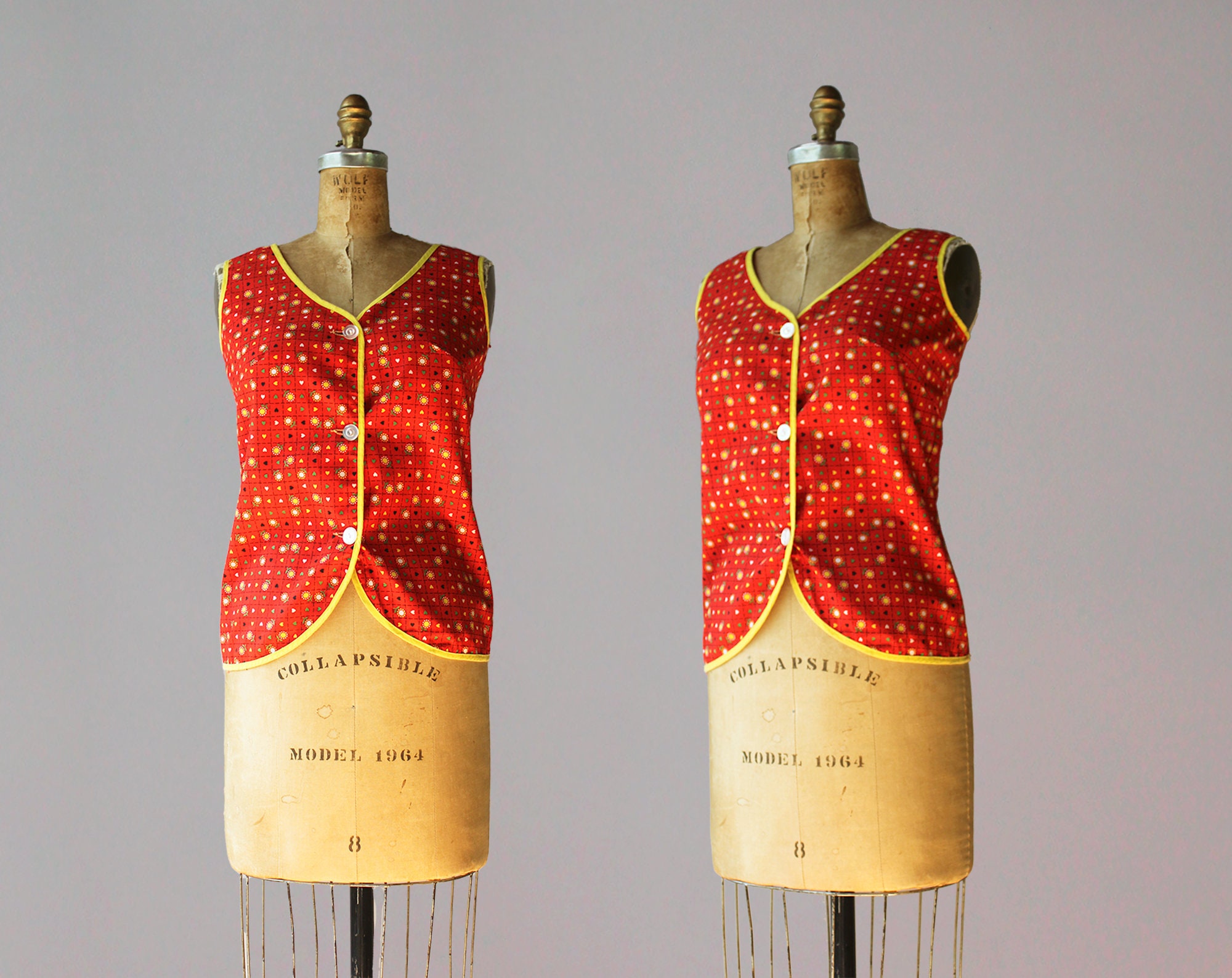 1960s Cotton Top / 60s Vintage Flowers and Hearts Printed - Etsy