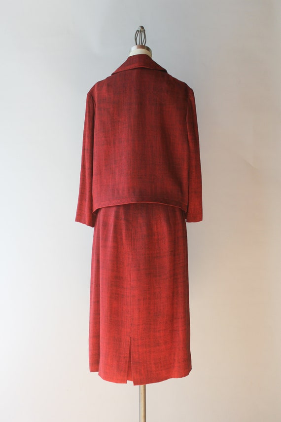 1950s Vintage Suit / 50s 60s Ruby Red Black Fleck… - image 5