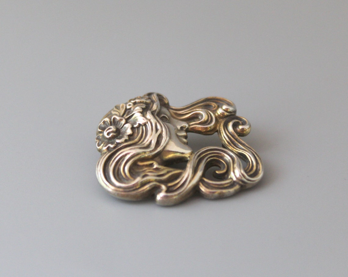 Broche Art Nouveau / Jugendstil En Argent Massif - Début 1900 - France (Occasion, Très Bon état)