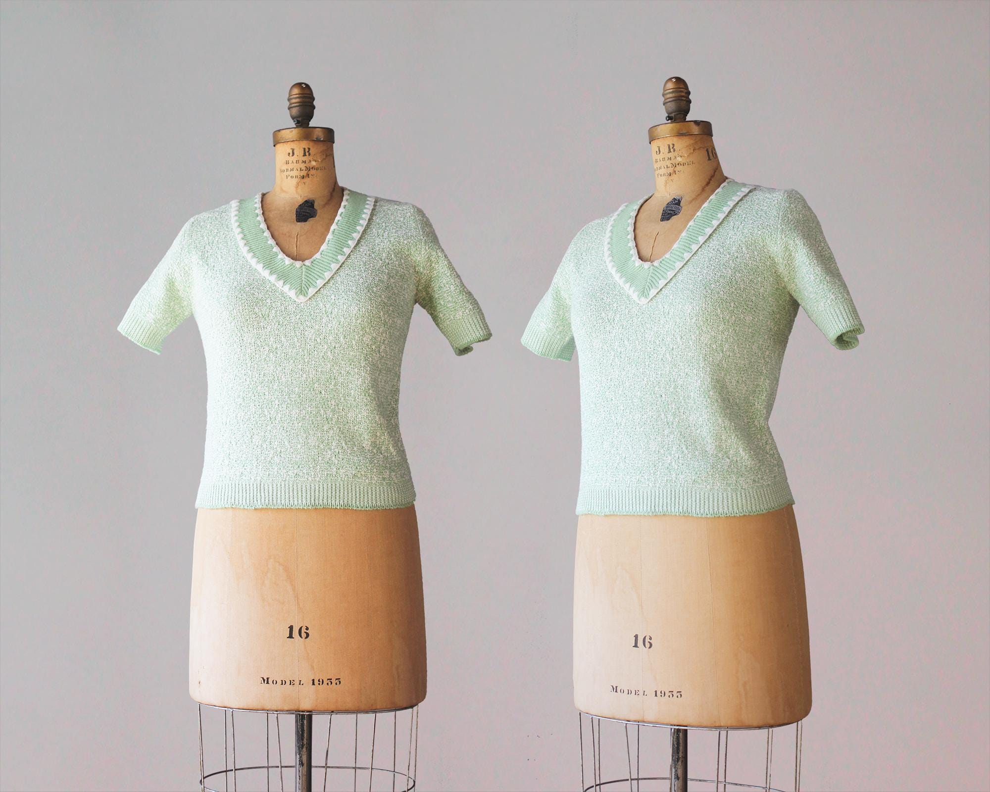 【2plan】Fine Mohair Short Sleeve Knit Beige short sleeve mohair sweater fuzzy jumper hand knit