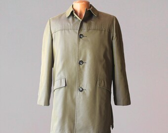 1960er Jahre Vintage Jacke / 60er Jahre Blau Blau Haifischhaut Baumwoll Gabardine Lee-Wald-Mantel mit Abnehmbarer gestreifter Fleece Liner Weatherpal Oberbekleidung