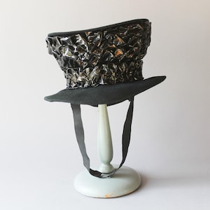 1930er Tilt Hat / Vintage 30er 40er Schwarzer Hut aus Stroh Hut Melkenton Original Design