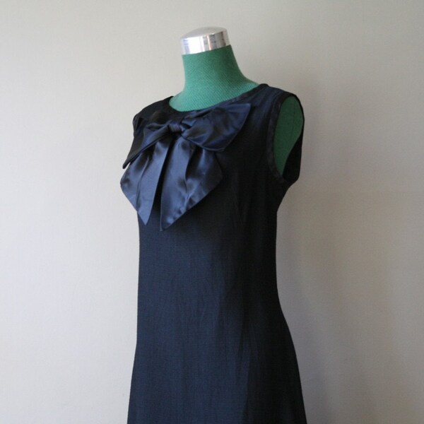 1960s Big Satin Bow Little Black Dress