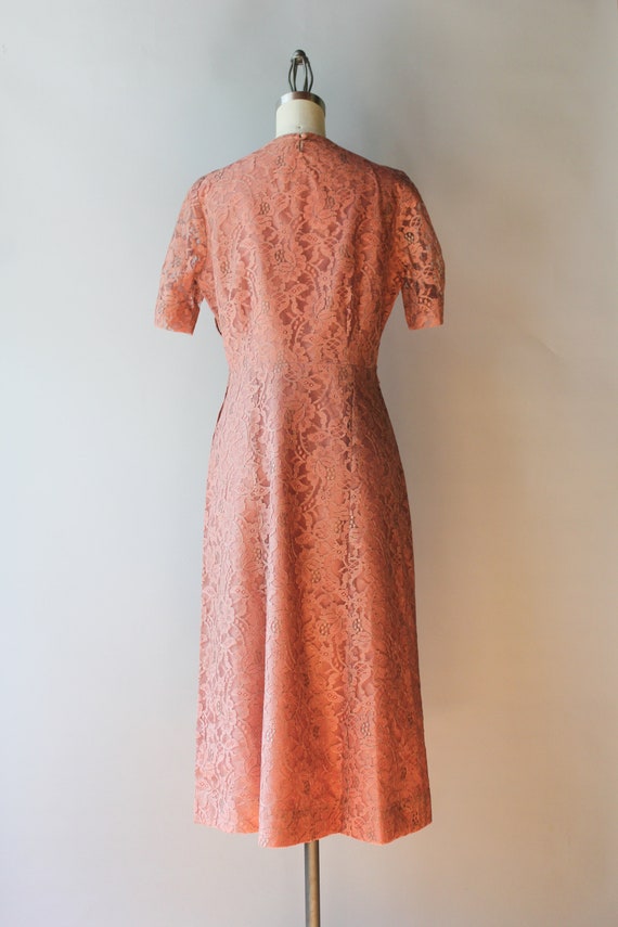 1950s Vintage Dress / 50s Mauve Pink Lace Dress w… - image 8