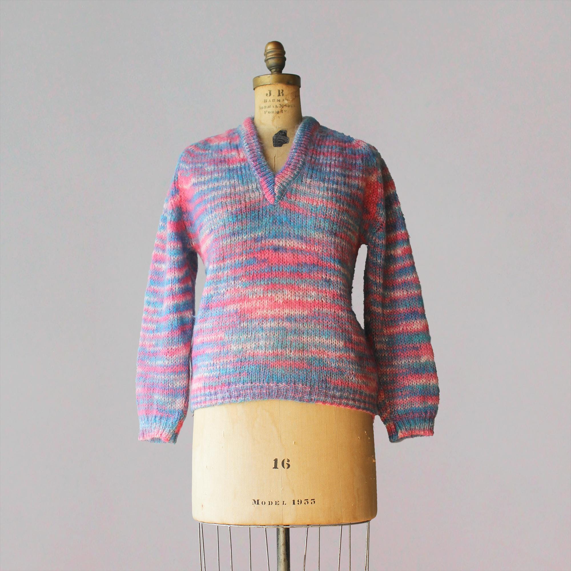 トップス 60s mohair pull over knit \"made in usa\" Vintage 1960s Italian Hand Knit Sweater Mohair Wool Pullover