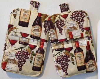 magnetic oven hand mitts kitchen microwave mitts  pair wine time magnetic potholders