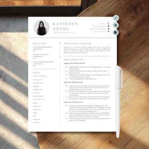 Clean Resume Template Digital Download Professional Cv Design Modern Career Document Customizable Word Editable Format Headshot Ready