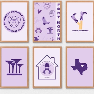 Pretty in Purple Fort Worth Pack- Wall Art- Dorm Decor- Instant Download- Purple Pack  ꕥ