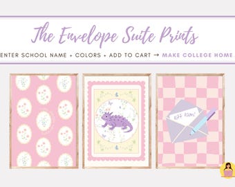 The Envelope Suite Prints – Custom College Wall Art Set, Personalized Digital Dorm Decor
