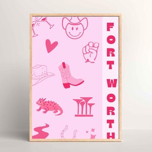 Fort Worth Favorites Dorm Room Poster | Digital Download Prints | Cute College Poster | Fort Worth Print