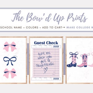 Láminas Bow'd Up / Set de arte mural universitario personalizado / Decoración digital personalizada para dormitorio