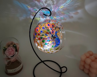 Exquisite Peacock Glass Candle Holder, Tea Light Holder, Hand  Painted Peacock Flowers, Hanging Glass Tealight, Peacock Gifts for Home Decor