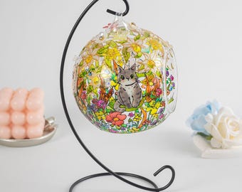 Värmeljushållare för katt och hund, handmålad ljushållare i glas för husdjur, dekorationsidé för hylla, present till värmeljus för husdjur