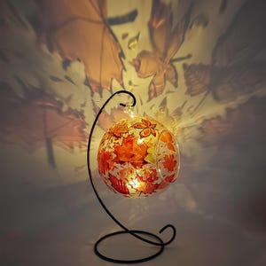 Bezaubernder Ahornblatt Glas Kerzenhalter, Handgemalt, Glas Teelichthalter, Orange Ahornblatt Teelicht, Warmer Herbst Dekor, Einzigartige Geschenke