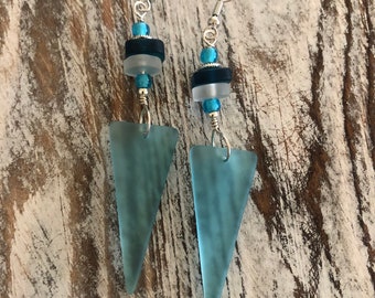 Pendientes colgantes Seaglass pendientes de vidrio reciclado