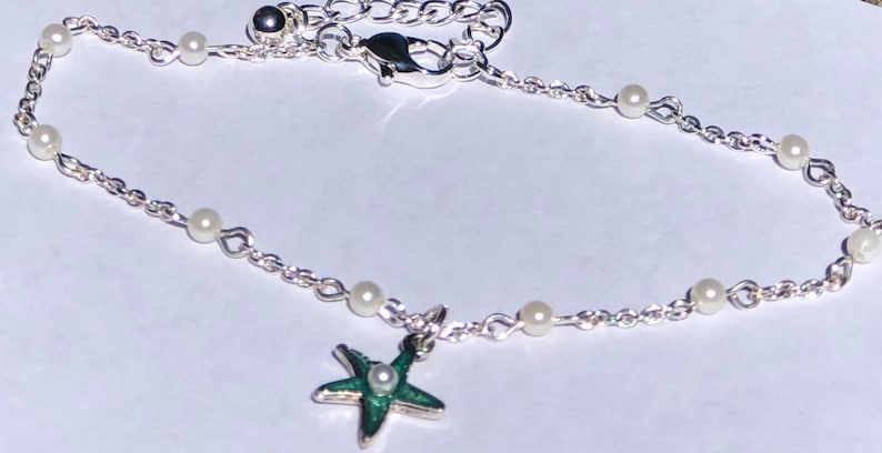 Ankle bracelet pearl chain starfish summer jewelry starfish bracelet