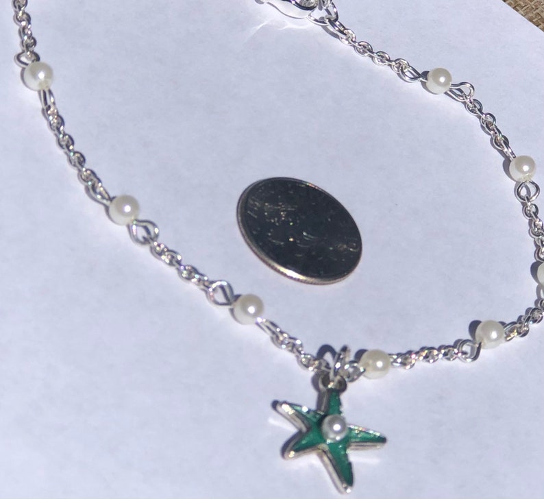 Ankle bracelet pearl chain starfish summer jewelry starfish bracelet