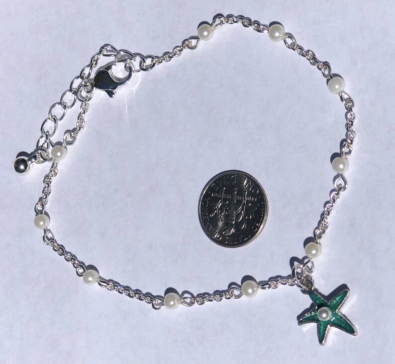 Ankle bracelet pearl chain starfish summer jewelry starfish bracelet