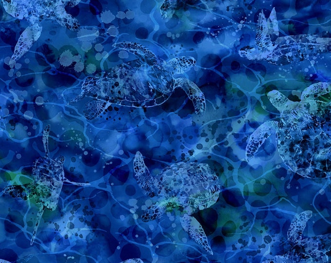 Sea Turtles the Reef Tonal Blue Oasis Fabric 44 Inches LAST IN STOCK - Etsy