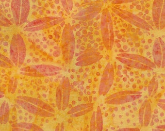 Batik Peacock Galore Orange Yellow Island Batik Fabric