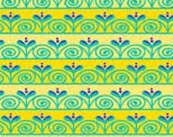 Jane Sassaman Curly Sprout Yellow A New Leaf Free Spirit fabric