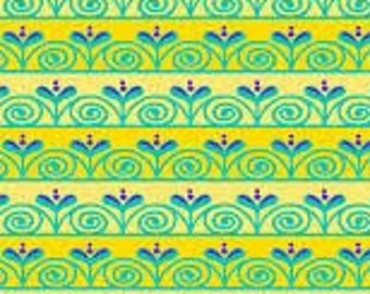 Jane Sassaman Curly Sprout Yellow Una nueva tela Leaf Free Spirit