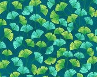 Gingko Leaf Teal Enchanted Dreams Michael Miller Fabric