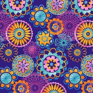 Große Medaillons Joy of Color Blau Quilting Stoff