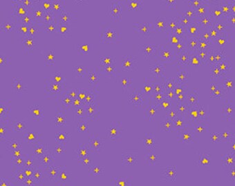 Rainbow Shimmer Violet Purple Gold Stars Andover Fabric 22 inches LAST IN STOCK