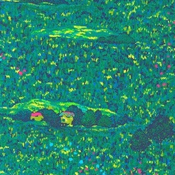 Painterly Petals Green Landscape Scene Robert Kaufman Fabric