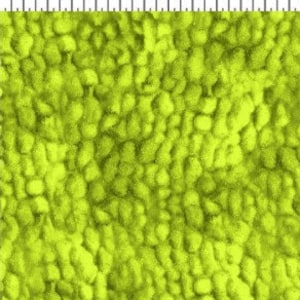 May include: A close-up of a bright green fabric with a textured, bumpy surface. The fabric has a subtle pattern of small, irregular shapes.