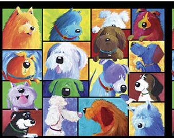 Dog Talk Dog Patches Black Quilting Treasures Fabric Panel