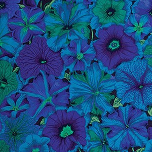 Kaffe Fassett Petunias Flowers Blue Free Spirit Fabric