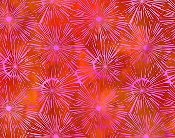 Urban Jungle Bursts Red Jason Yenter In the Beginning Fabric