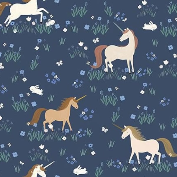 Unicorns Field of Dreams Twilight Dear Stella Fabric